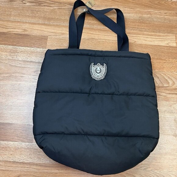 Victoria's Secret PINK Logo Quilted Puffer Tote Travel Gym Bag Black Large NEW - Picture 3 of 10